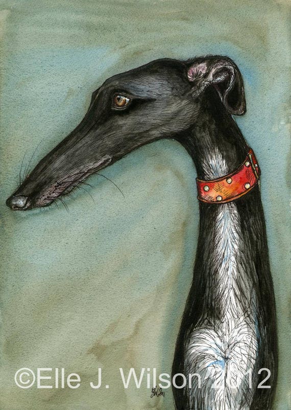 Dollhouse Art Picture Miniature Framed Print 1:12 Scale Greyhound Dog A6157 