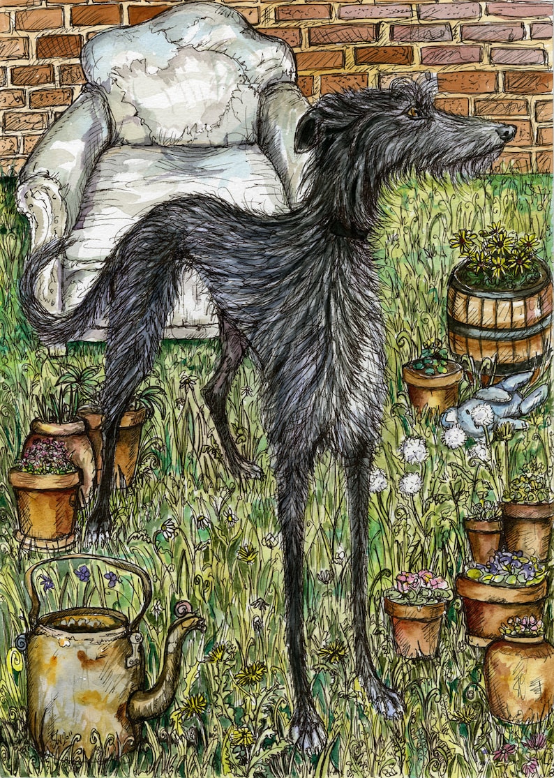 Lurcher art dog print by Elle J. Wilson zdjęcie 1