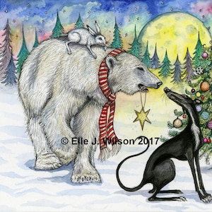 Greyhound Art Dog Print Christmas
