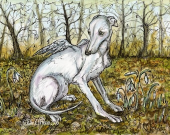 A Little Angel of Innocence - Italian Greyhound Art Dog Print