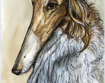 A Little Conversant - BORZOI DOG PRINT