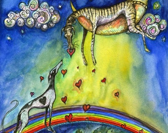 Greyhound Art Dog Print Valentine