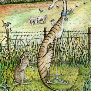A little trust needs no words - Greyhound, Dogs, Dog Art, Giclee Print, Sighthound, Hare, Illustration