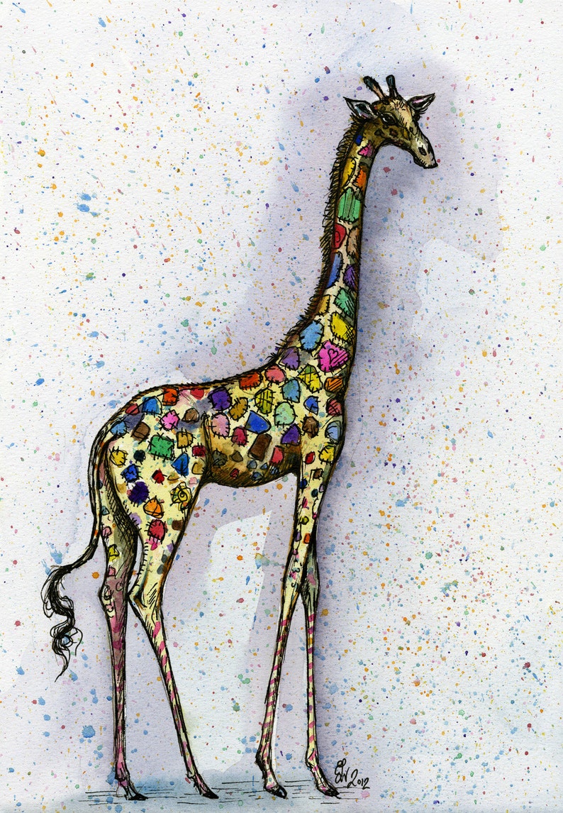 Feeling a little different Giraffe Art Print image 1