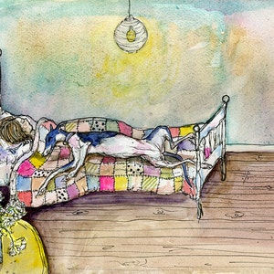 The Sweet Goodnight - Whippet  Art print