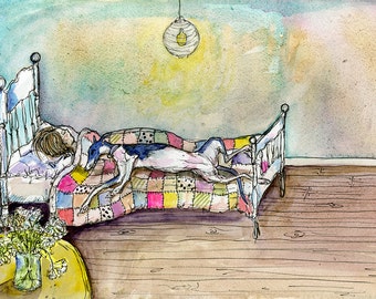 Whippet, Fine Art, Giclee Print, Dogs, Dog Art, Whimsical, Artwork