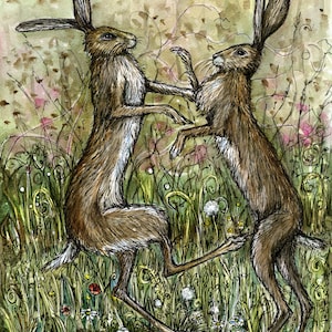 The Surrendering - Boxing Hare Art Print 5 x 7 inch