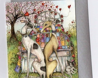 Whippet Dog Art  Card