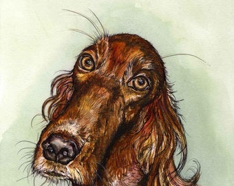 Impression de chien d’art Setter rouge