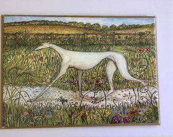 Greyhound Dog Art  Card