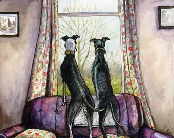 Greyhound  DOG -  Art Print