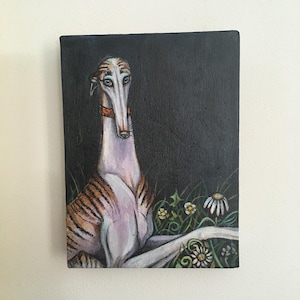 ORIGINAL Greyhound  OIL PAINTING, Dog Art, Sighthound, Dogs