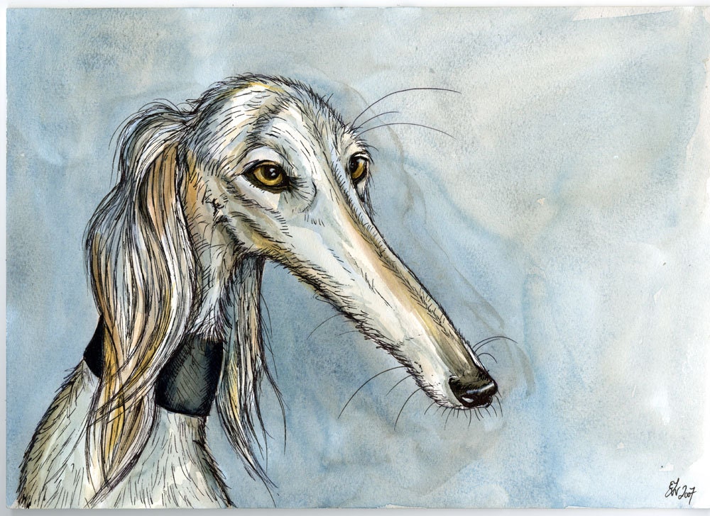 A Little Mellifluous Saluki Art Dog Hound Print