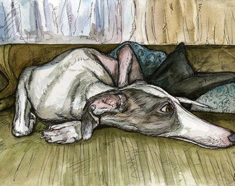 Dog Art Print - Whippet Illustratie