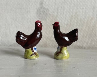 Miniature Dollhouse 1:12 Scale Handmade Ceramic Decorative Chickens Hen & Rooster