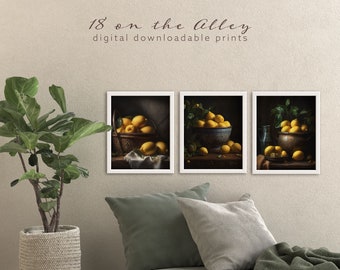 Lemon Prints Set of 3 - Instant Download JPG, 5x7, 8x10, 18x24 Inches