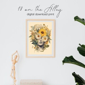 Daisy Dreamer - Digital Collage Art Print, Instant Download