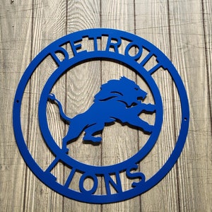 Custom Made- Detroit Lions- Circle Metal sign- Metal Wall Art- Garage-Yard-Mancave-