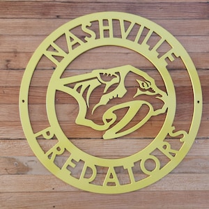 Su misura - Nashville Predators - Segno circolare in metallo - Arte murale in metallo - Garage-Cortile-Mancave- NHL