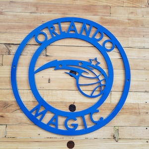 Fabriqué sur mesure - Orlando Magic - plaque en métal circulaire - oeuvre d&#39;art murale en métal - garage-yard-mancave- NBA
