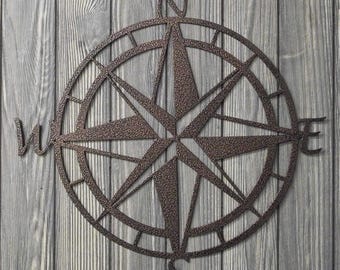 Custom Nautical Compass Metal Art – Powder Coated Wall Decor