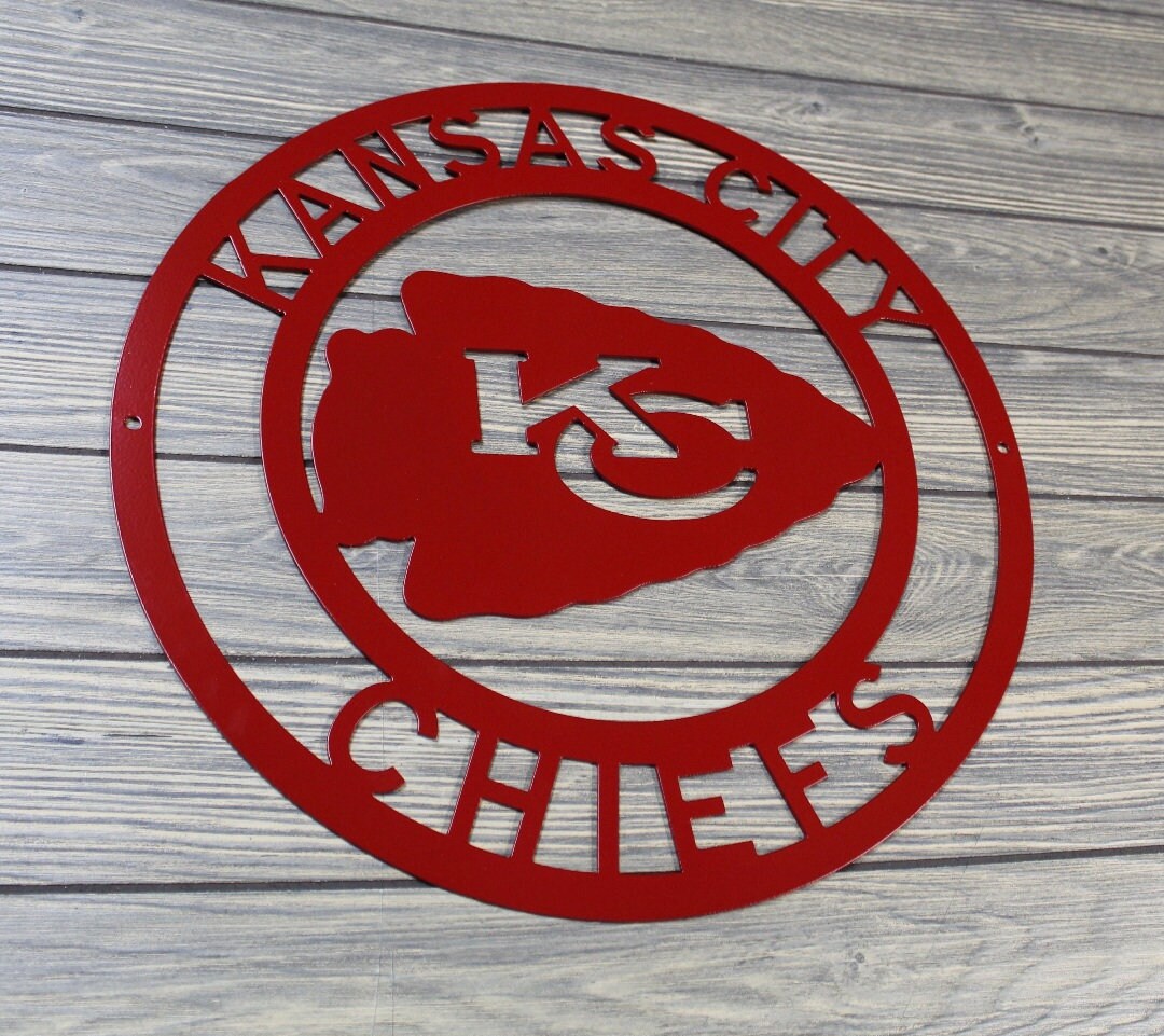 Custom Made Kansas City Chiefs Circle Metal Sign- Metal Wall Art ...