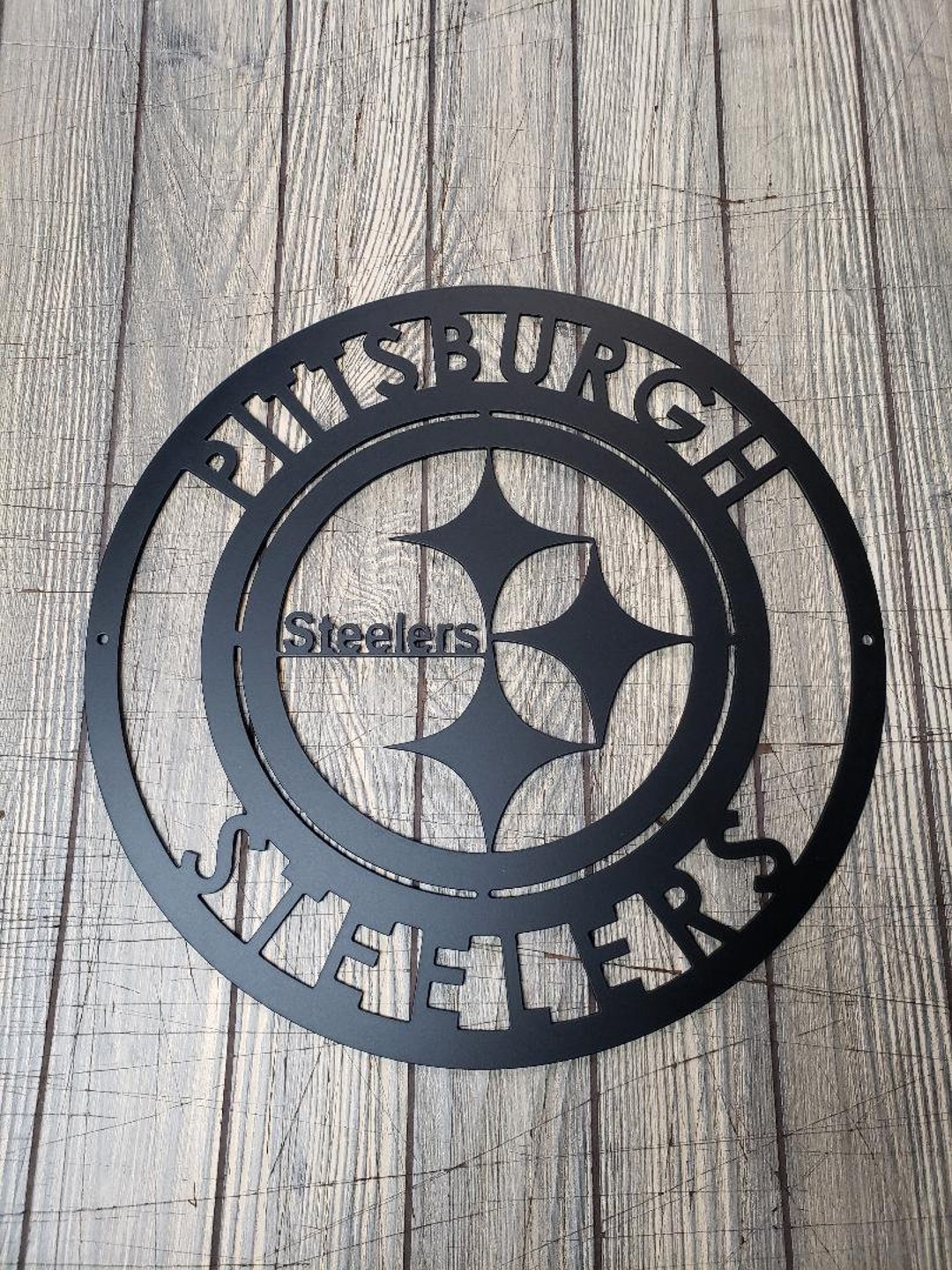 Custom Made- Pittsburgh Steelers - Circle Metal Sign- Metal Wall