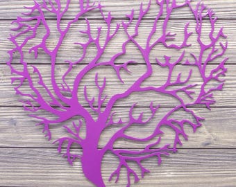 Kundenspezifische Metallherz-Baum-Wand-Kunst - pulverbeschichtet
