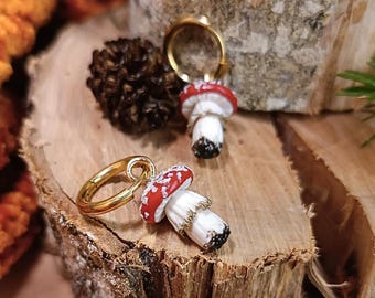 Amanita Hoop Earrings – (Polymer Clay, Stainless Steel)