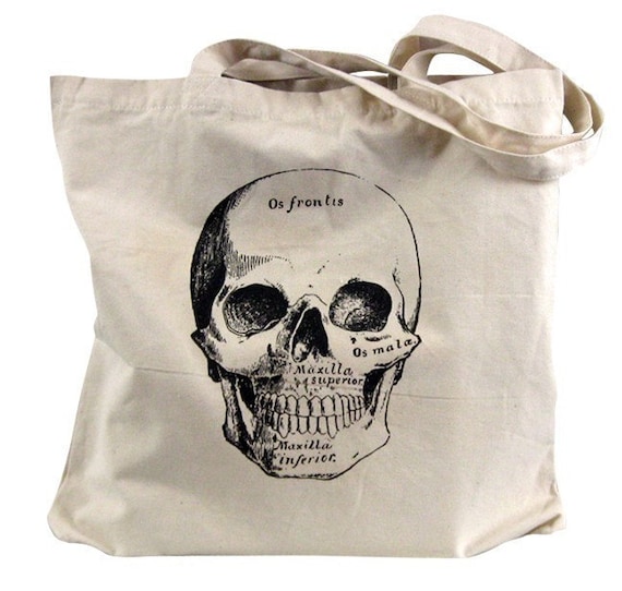 Canvas Tote Bag Anatomical Skull Tote Bag | Etsy