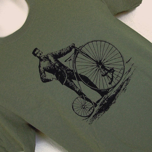 A Gentleman and His Bike Mens Khaki Green T-Shirt - (Available in sizes S, M, L, XL)