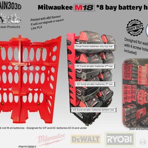 Milwaukee M18 Battery Rack 8 Battery 3D Printed ABS* the OG. - Etsy