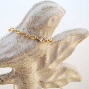 Micro CZ Diamond Crystal Gold Chain Necklace Perfect to layer Tiny, Dainty and Delicate image 3