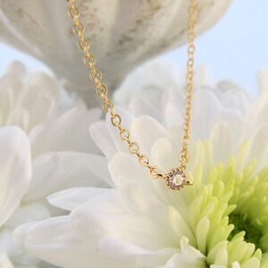 Micro CZ Diamond Crystal Gold Chain Necklace Perfect to layer Tiny, Dainty and Delicate image 2