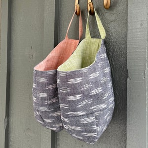Hanging Pod Storage Basket Bag Ikat Neutrals Mix and Match