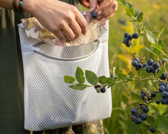 Foraging Bushcraft Pouch Purse Drawstring Bag Herb Mushroom Collecting Fairies Butterflies
