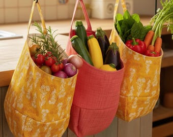 Hanging Pod Storage Basket Bag Vibrant Flowers Tidy Natural Home