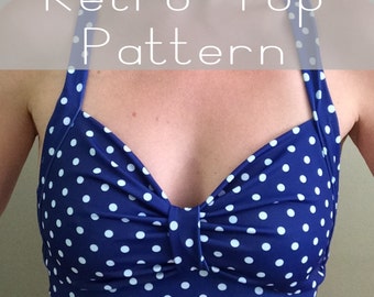 Sewing PDF Pattern and Tutorial for Retro Style Yoga, Dance, or Swimsuit Top