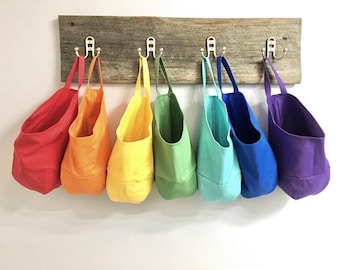 Medium Hanging Pod Storage Basket Bags Rainbow Primary