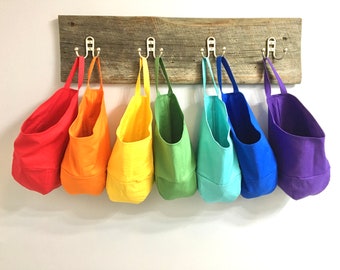 Medium Hanging Pod Storage Basket Bags Rainbow Primary