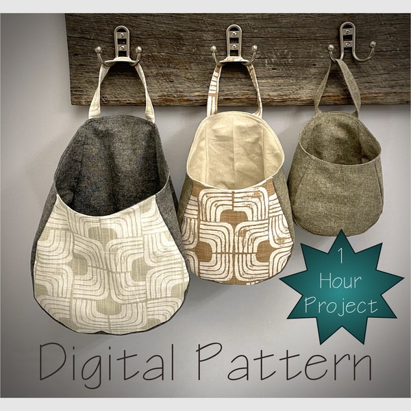 Peg Basket Hanging Pod Bag pdf Pattern Easy SM, MD, and LG Easy and Fast Storage Organization