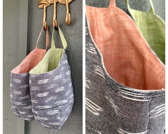 Hanging Pod Storage Basket Bag Ikat Neutrals Mix and Match