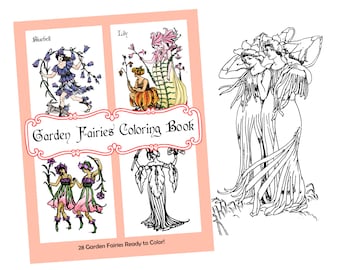 Garden Fairies Coloring Book Fairy Pages Line Art Nouveau