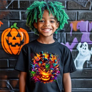 Spooky Dude Pumpkin Face Halloween Boy Kid Printable Clip Art, Kids Halloween png, Retro Halloween png, Fall png, Kids Sublimation, png file