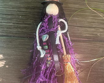 Little Purple Witch Rearview Mirror Tassel