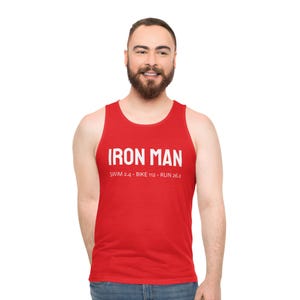 IRON MAN - Swim Bike Run - Uniseks atletische tanktop - Hardlopen Workout Oefening Motivatie Marvel