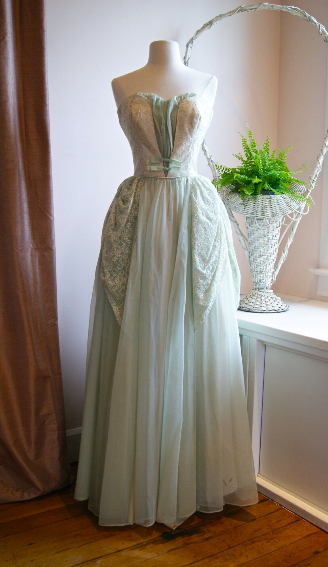 RESERVED// 1950s Strapless Prom Dress 50s Sea Mist Evening | Etsy