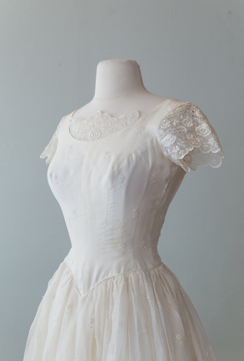 Vintage 1950er Jahre Hochzeitskleid 50er Jahre Baumwolle ...