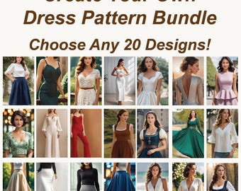 Paquete de patrones de costura: 20 patrones de vestidos para mujer (descarga en PDF, tallas 2-30 (EE. UU.) y XS-4XL)
