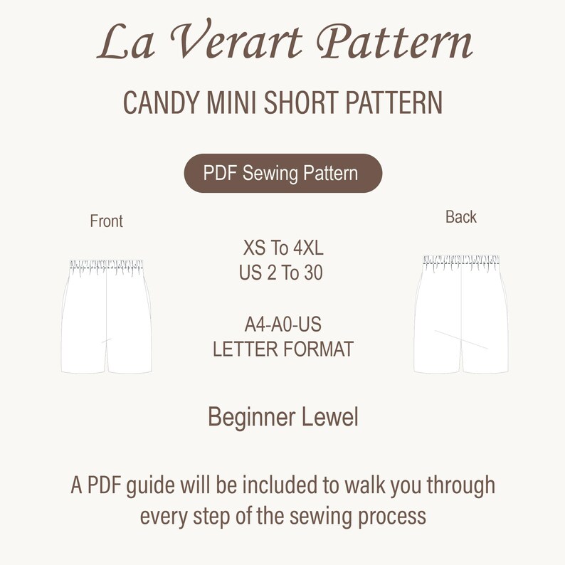 Mini Shorts Sewing Pattern for Women, Elastic Waistband Beginner Shorts ...
